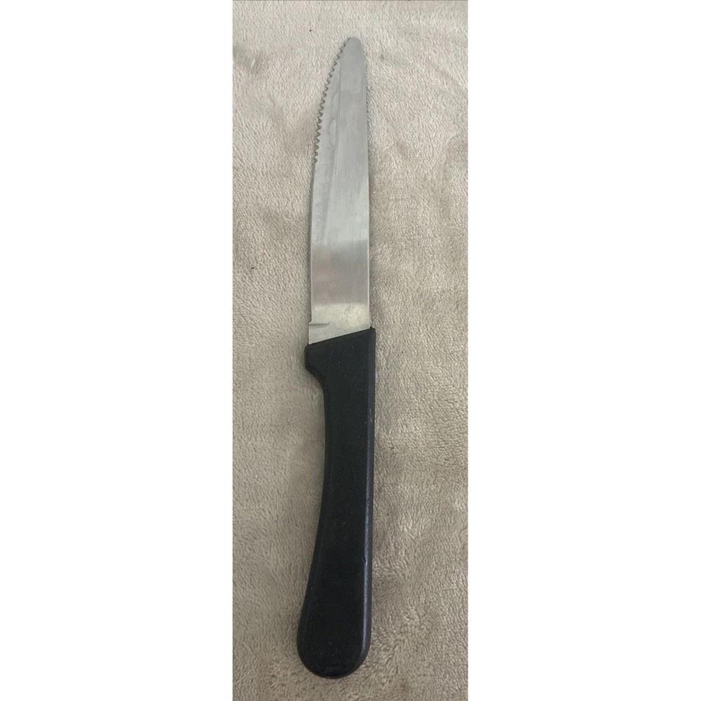 Delco Steak Knife Serrated Black Handle Stainless Steel 38-13 10"